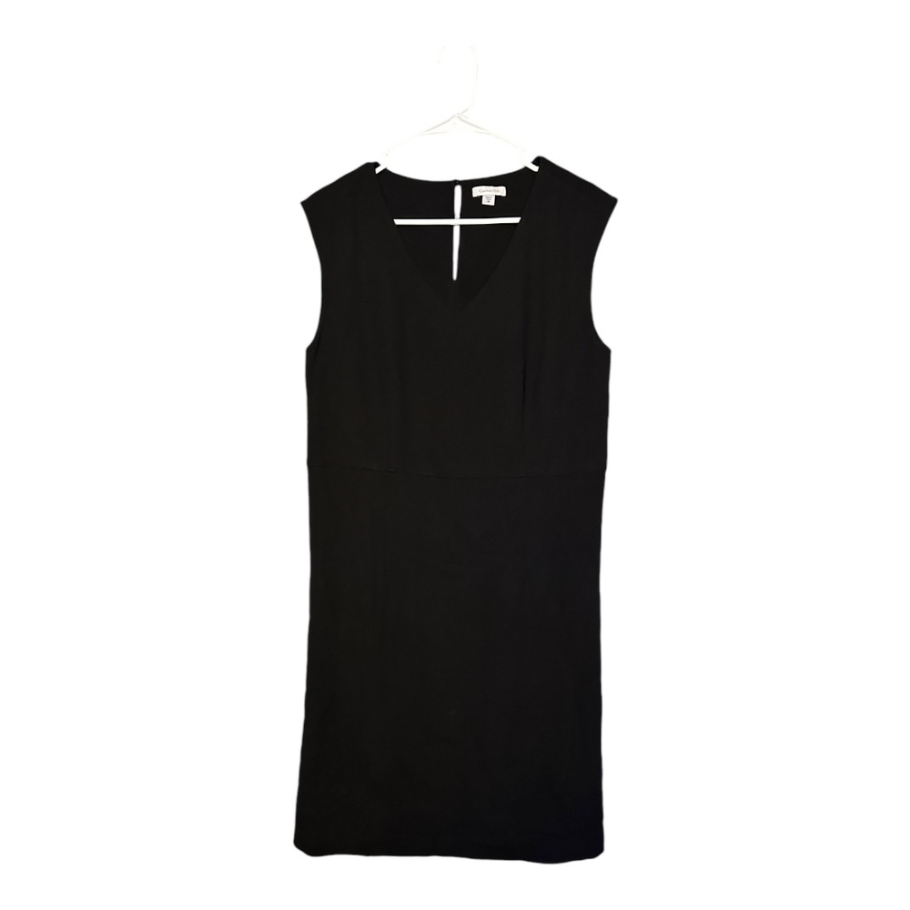 Garnet Hill Black Lined Shealth Sleeeveless Dress Womens Size 8 V neck